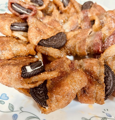 Smoked Maple Bacon Wrapped Oreos